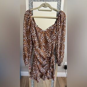 Lilly Pulitzer Brown and White Ruched Bodycon Dress